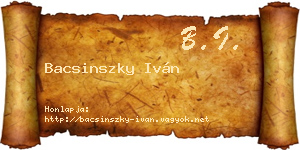 Bacsinszky Iván névjegykártya