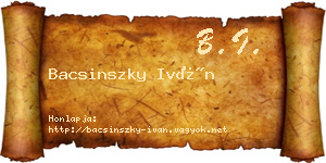 Bacsinszky Iván névjegykártya